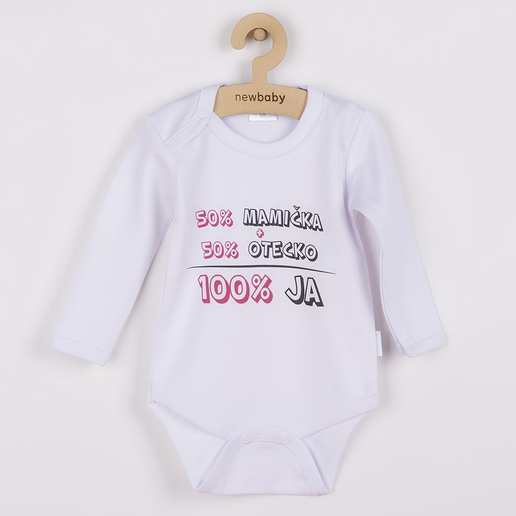 E-shop Body s potlačou New Baby 50% MAMIČKA + 50% OTECKO - 100% JA ružové, 50 - 50519