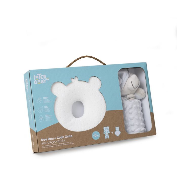 E-shop INTERBABY | SET MÉĎA - ergonomický vankúšik + prítulka - sivý