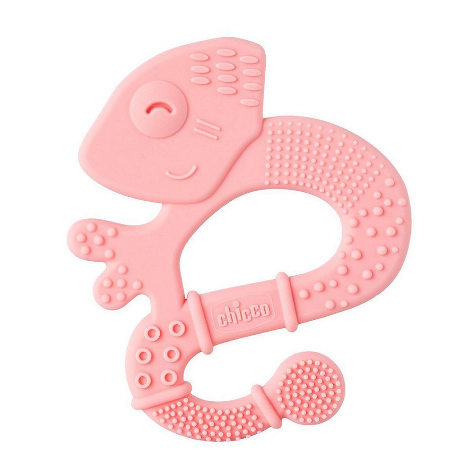 E-shop CHICCO Hryzačka silikónová Super Soft Chameleón ružový 2m+