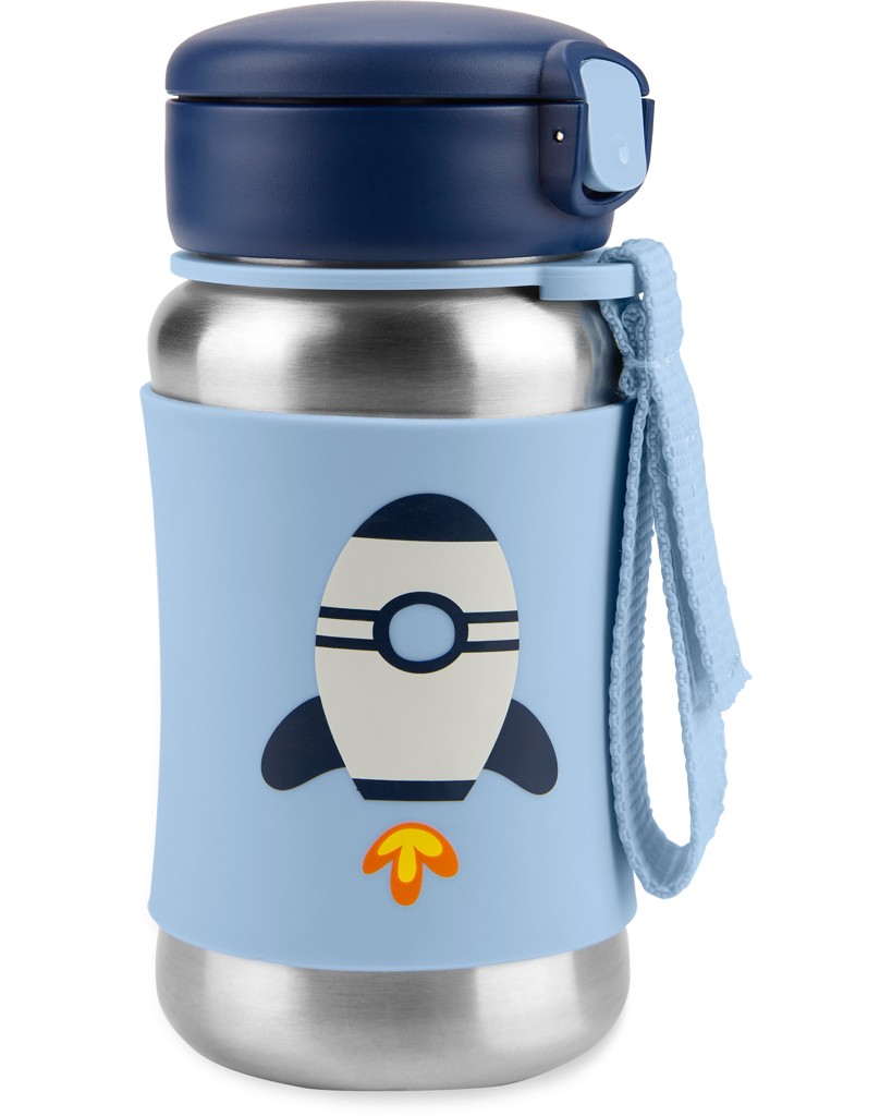 E-shop SKIPHOP SKIP HOP Spark Style Fľaša so slamkou na vodu nerez Raketa 12m+