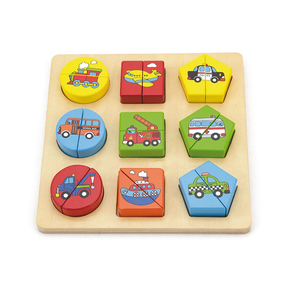 E-shop Drevené puzzle pre najmenších Viga Tvary a auta - 51602
