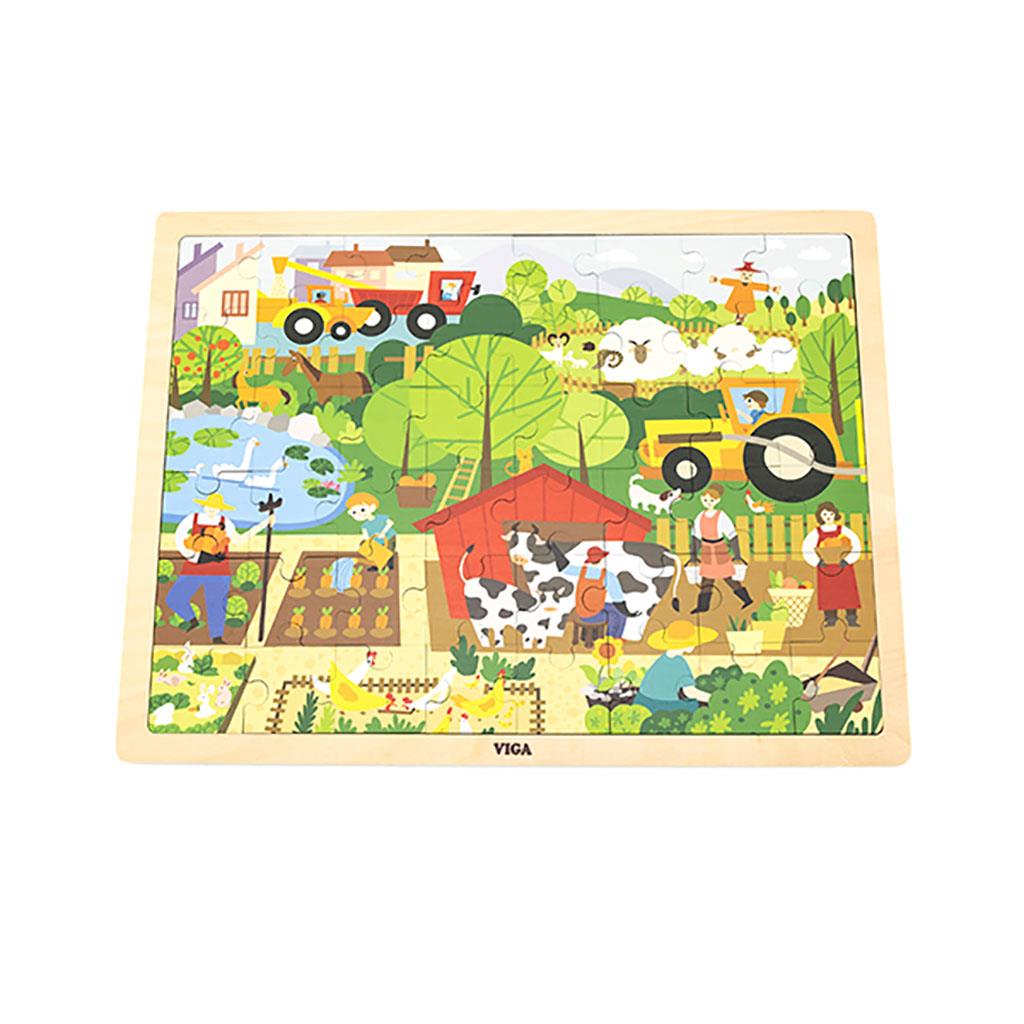 E-shop Detské drevené puzzle Viga Farma 48 ks - 52028