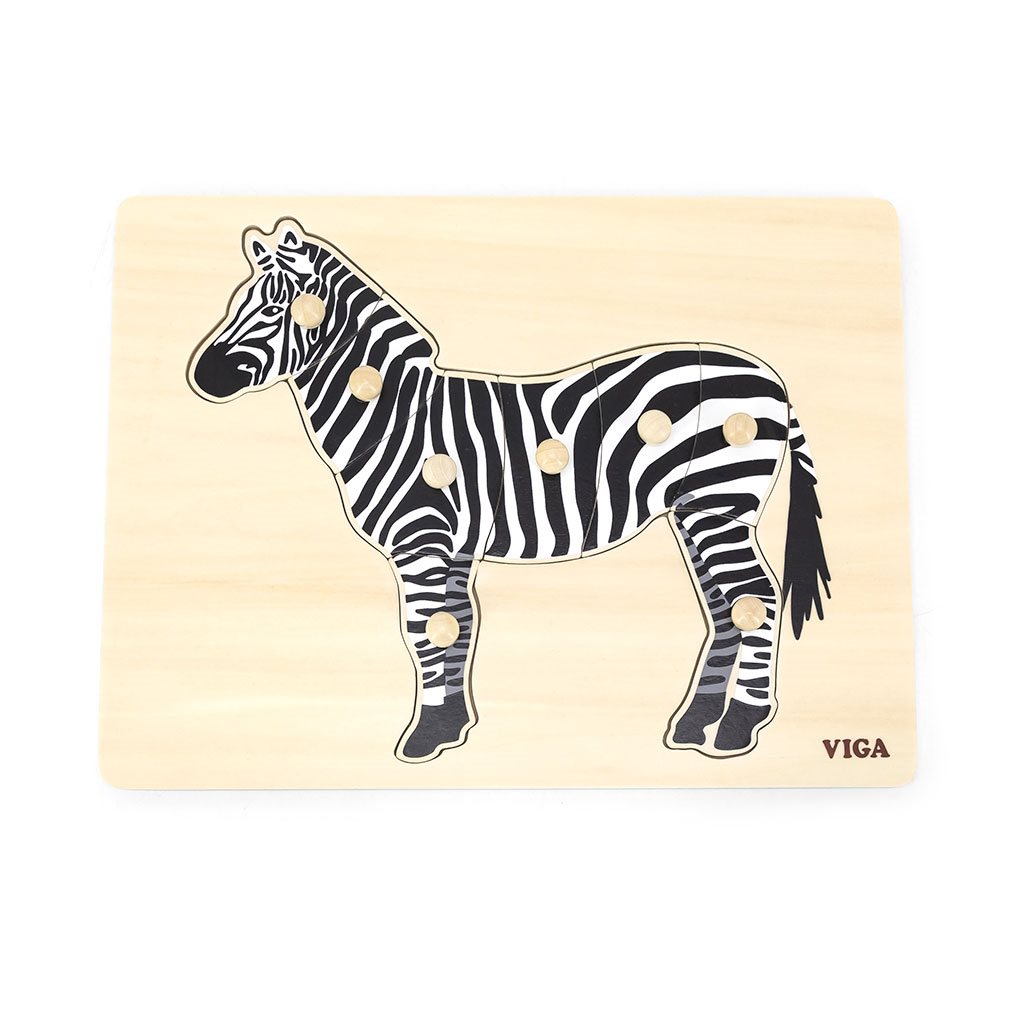 E-shop Detské drevené puzzle s úchytmi Montessori Viga Zebra - 52036