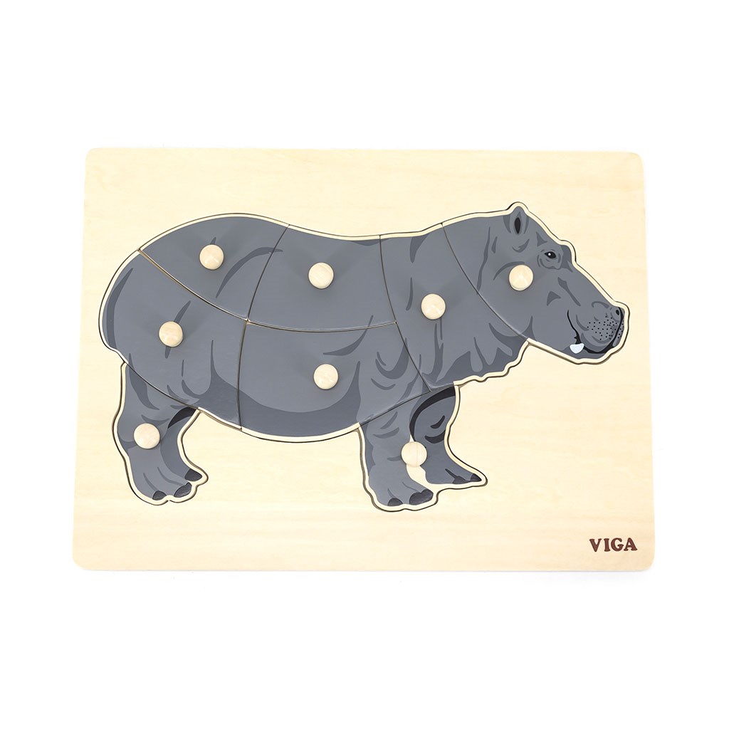E-shop Detské drevené puzzle s úchytmi Montessori Viga Hroch - 52037