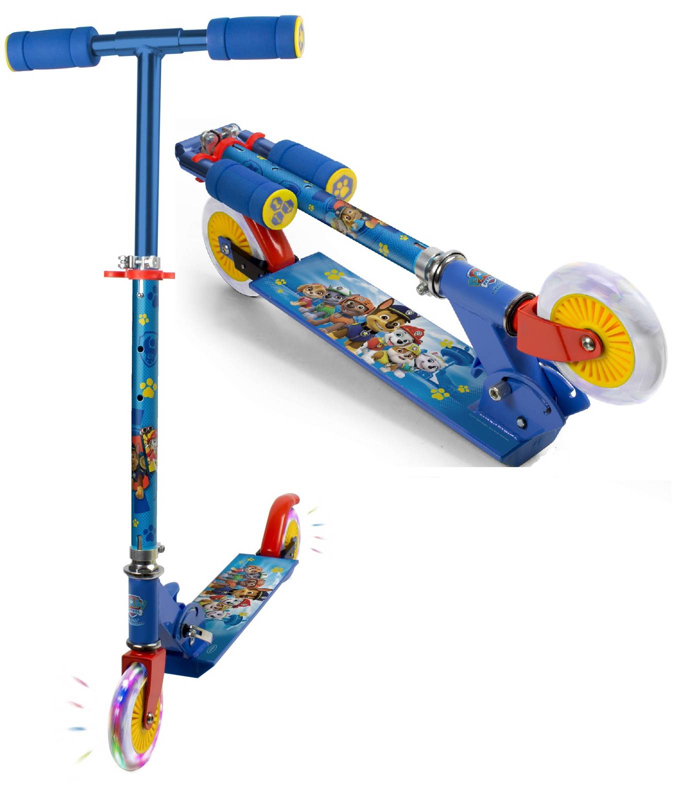 Detská skladacia kolobežka so svietiacimi kolieskami Paw Patrol