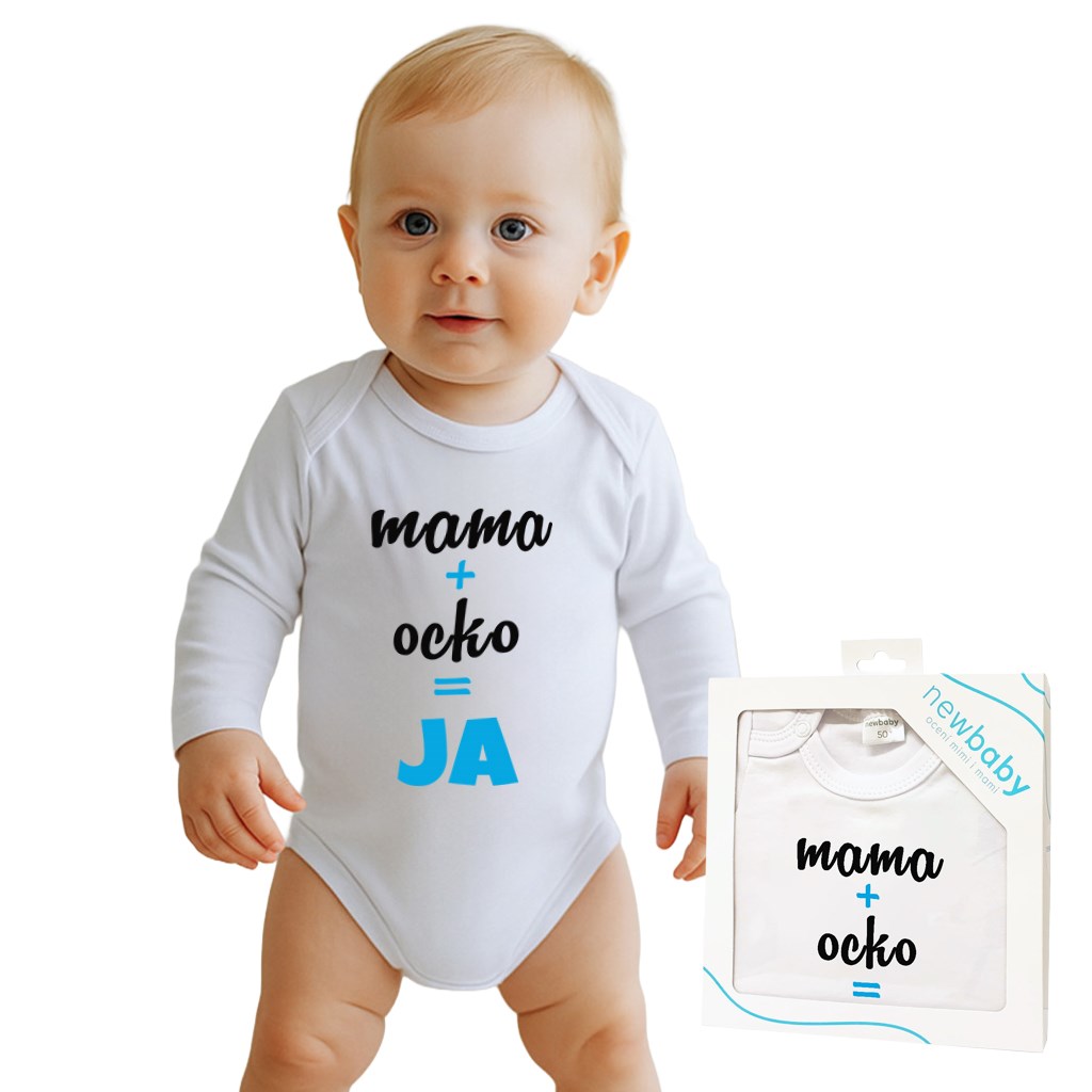 E-shop Body s potlačou New Baby mama plus ocko rovná sa JA - darčekové balenie, 50 - 50612