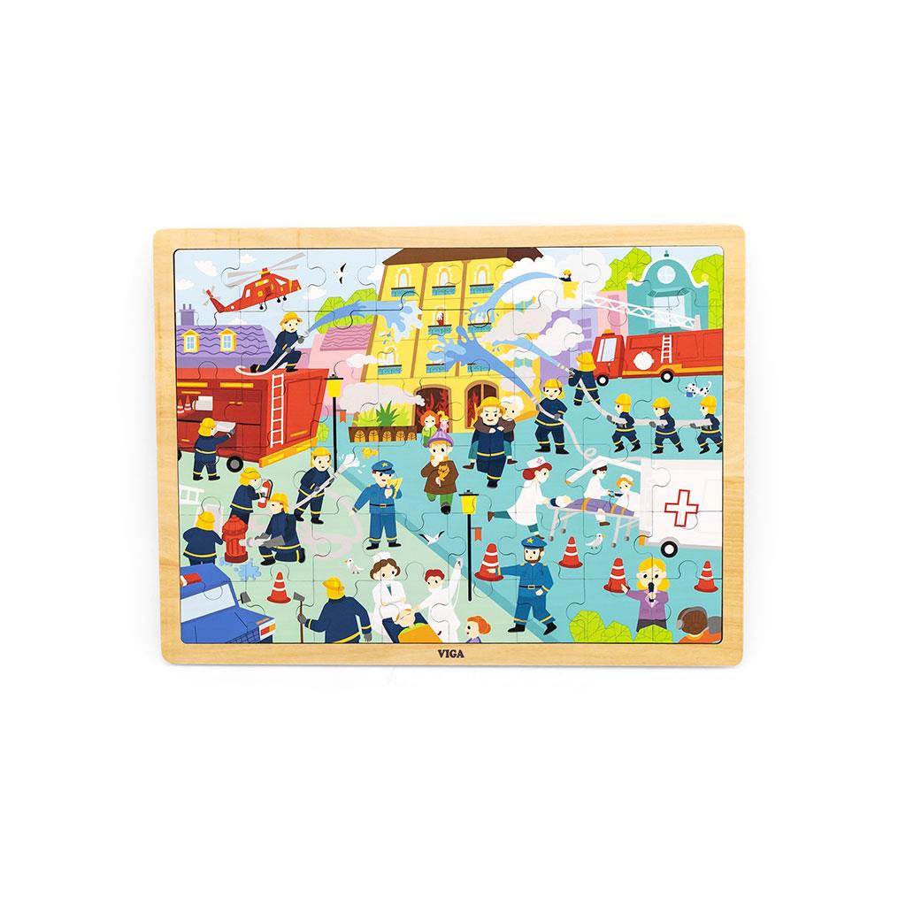 E-shop Drevené puzzle 48 dielikov Viga Hasiči - 51953