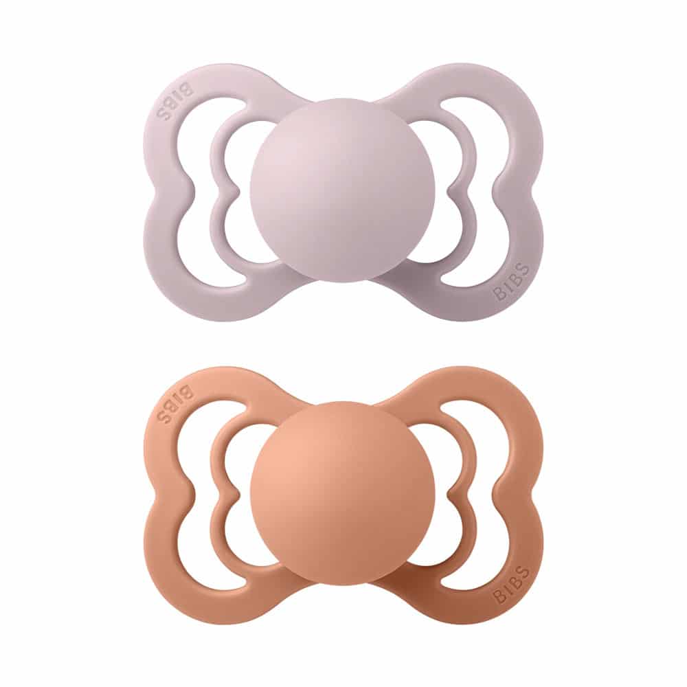 BIBS Supreme symetrické cumlíky z prírodného kaučuku 2ks - veľkosť 2,Pink Plum / Peach