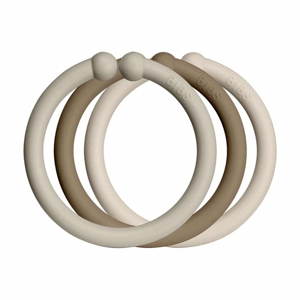 E-shop BIBS Loops krúžky 12ks,Sand / Dark Oak / Vanilla