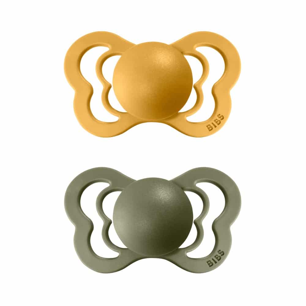 BIBS Couture anatomické cumlíky z prírodného kaučuku 2ks - veľkosť 1,Honey Bee / Olive