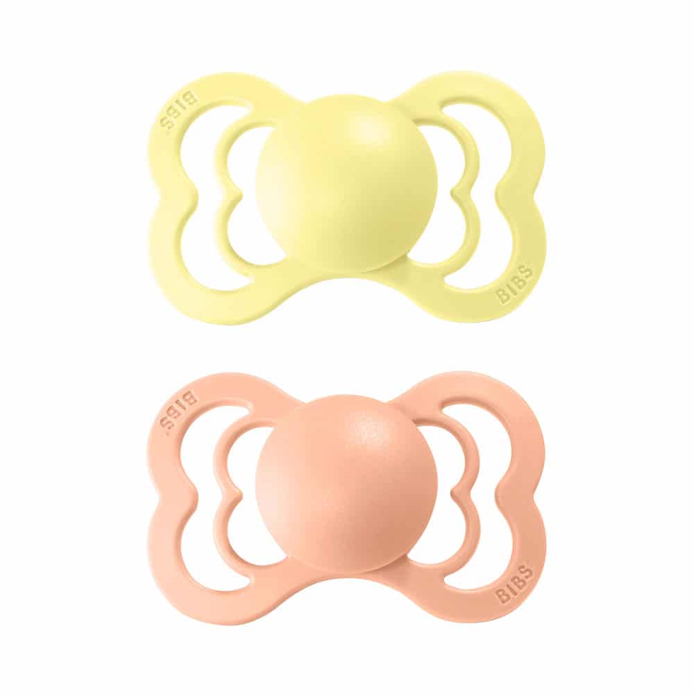BIBS Supreme symetrické cumlíky z prírodného kaučuku 2ks - veľkosť 2,Sunshine / Peach Sunset