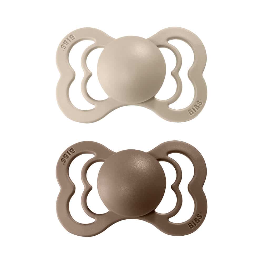 BIBS Supreme symetrické cumlíky z prírodného kaučuku 2ks - veľkosť 2,Vanilla / Dark Oak