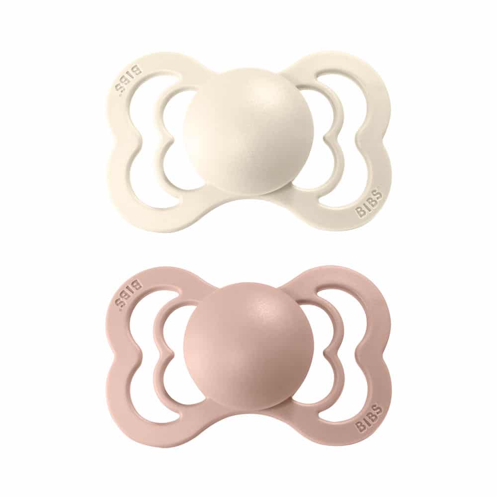 BIBS Supreme symetrické cumlíky z prírodného kaučuku 2ks - veľkosť 1,Ivory / Blush