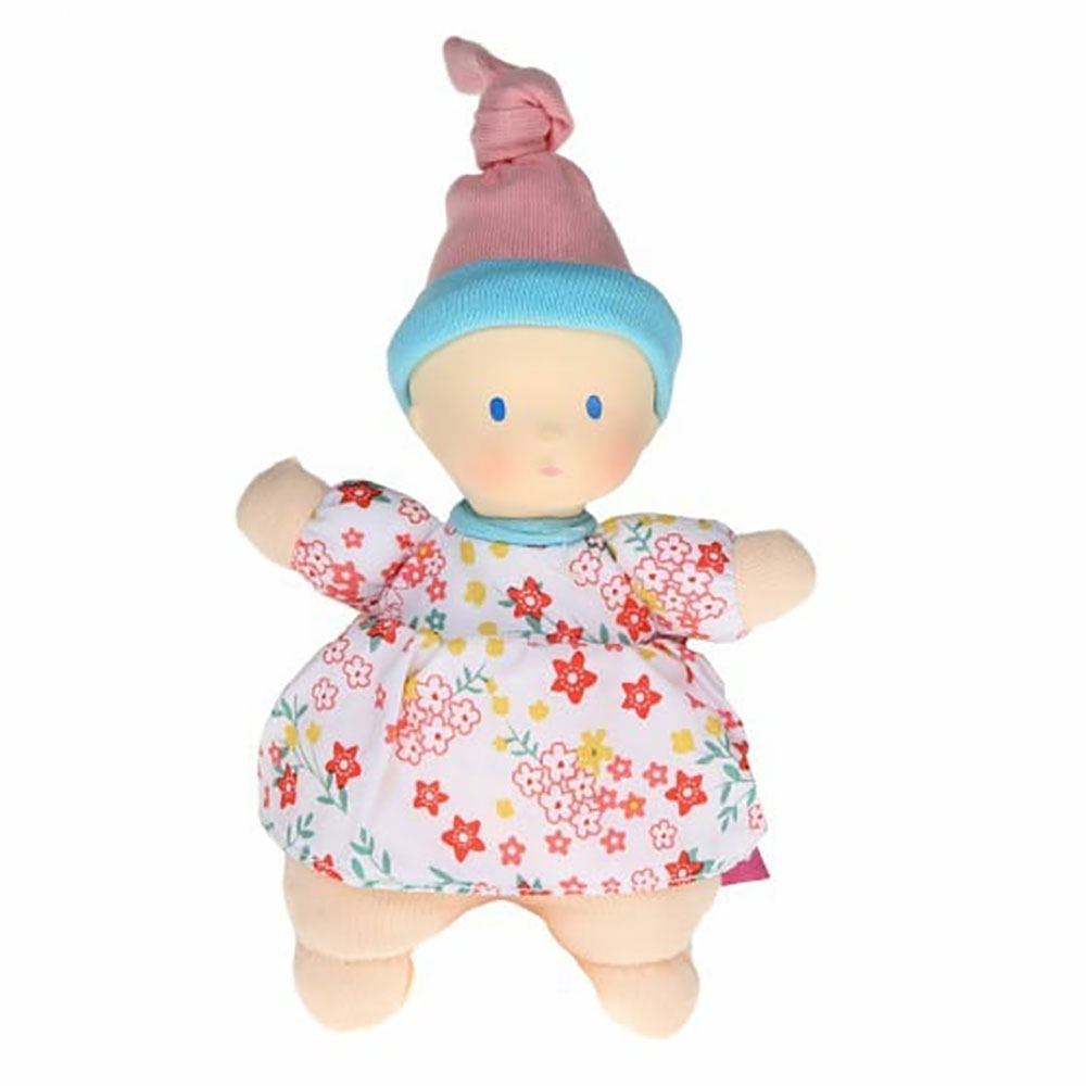 E-shop Bonikka Mini bábika miláčik - 15cm,kvietkovaná ružova čiapka