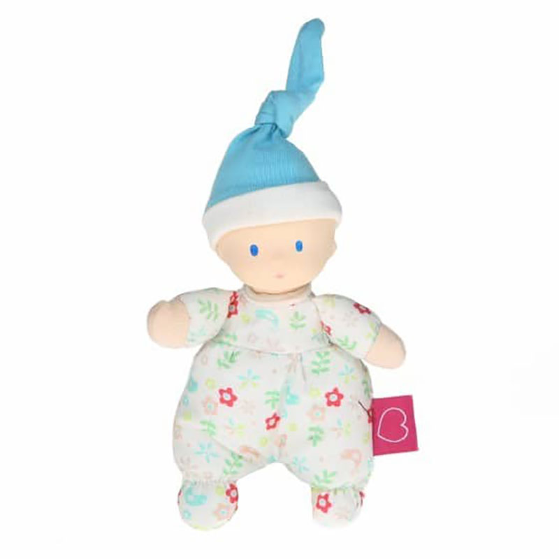 E-shop Bonikka Mini bábika miláčik - 15cm,kvietkovaná modrá čiapka