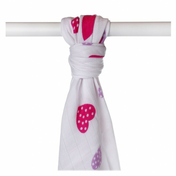 E-shop XKKO BMB Bambusová osuška Hearts&Waves Lilac Hearts, 90x100, (1ks)