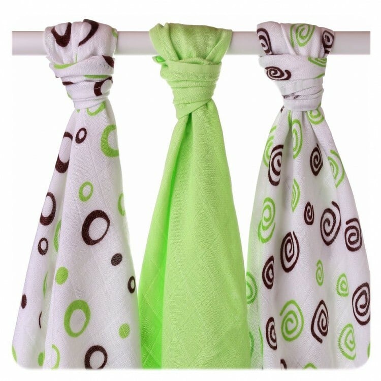 E-shop XKKO BMB Bambusová plienka Spirals&Bubbles 70x70 - Lime MIX (3ks)