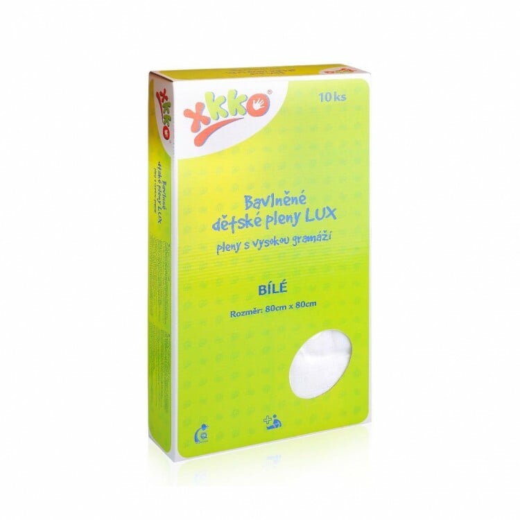 E-shop XKKO LUX vysokogramážne bavlnené plienky 80x80 biele - 10ks