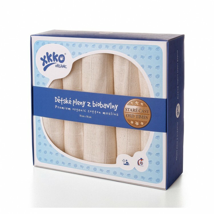 E-shop XKKO Organic Bavlnené plienky Staré časy - natural, 70x70, 5ks