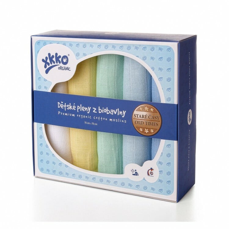 E-shop XKKO Organic Bavlnené plienky Staré časy, chlapci, 70x70, 5ks