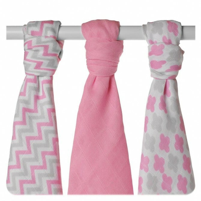 E-shop XKKO BMB Bambusová plienka Scandinavian Baby Pink, 70x70, MIX 3ks
