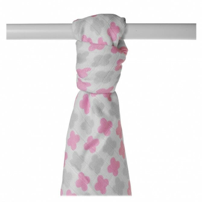E-shop XKKO BMB Bambusová osuška Scandinavian Baby Pink Cross, 90x100, 1ks