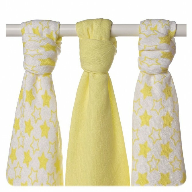 E-shop XKKO BMB Bambusová plienka Little Stars Lemon, 70x70, MIX 3ks