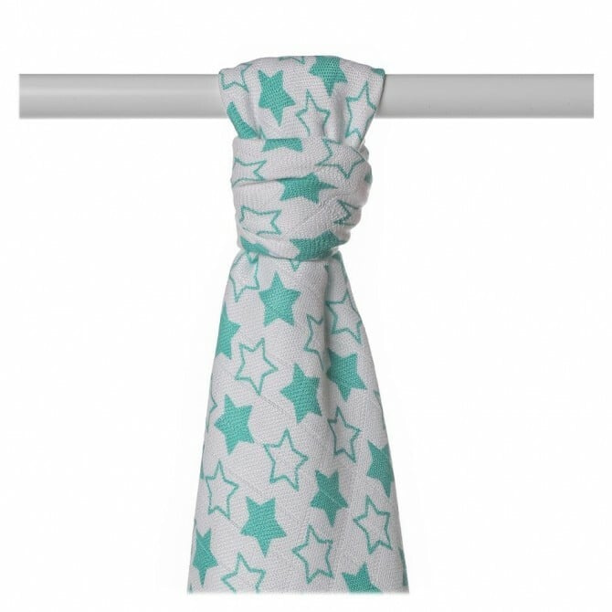 E-shop XKKO BMB Bambusová osuška Little Stars Turquoise, 90x100, 1ks