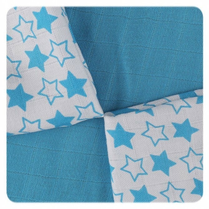 E-shop XKKO Bambusové obrúsky 30x30 - Little Stars Cyan Mix (9ks)