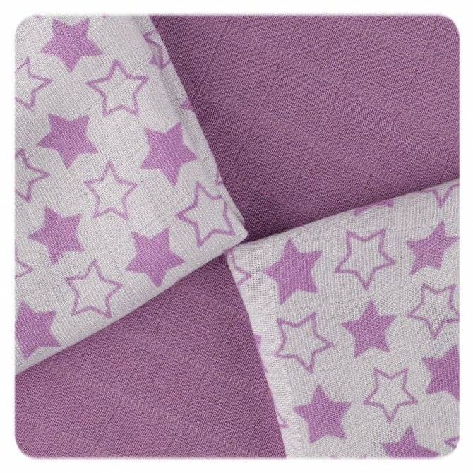 E-shop XKKO Bambusové obrúsky 30x30 - Little Stars Lilac Mix (9ks)