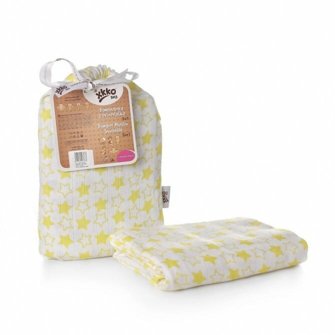 E-shop XKKO BMB zavinovačka - osuška, 120x120 - Little Stars Lemon