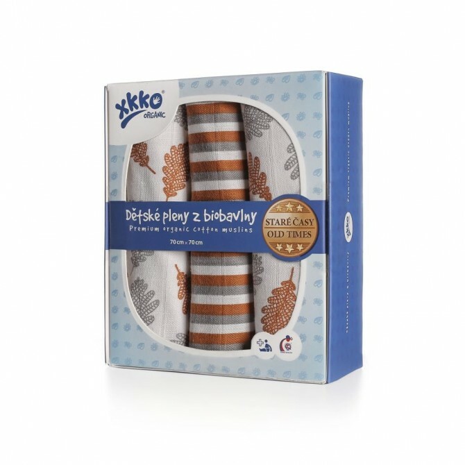 E-shop XKKO Organic Bavlnené plienky Staré časy - Dub, 70x70, (3ks)
