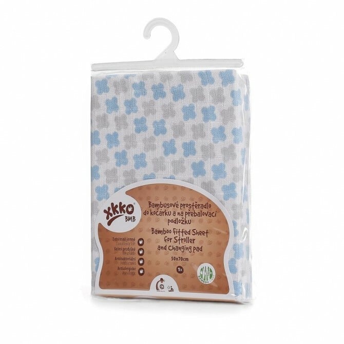 E-shop XKKO BMB Plachta s gumou do kočíka 50x70, Baby Blue Cross