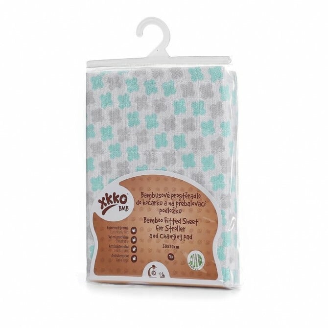 E-shop XKKO BMB Plachta s gumou do kočíka 50x70, Mint Cross