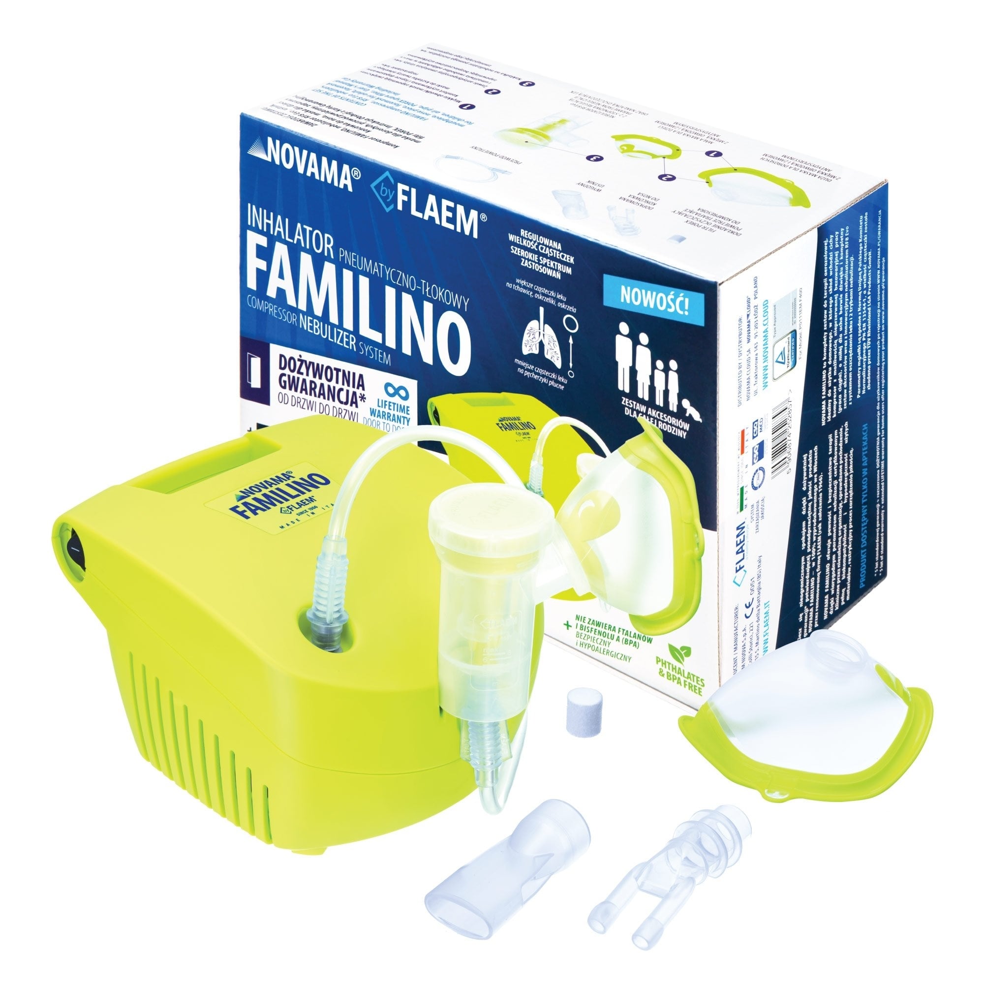E-shop NOVAMA FAMILINO by FLAEM pneumatický piestový inhalátor s nebulizérom