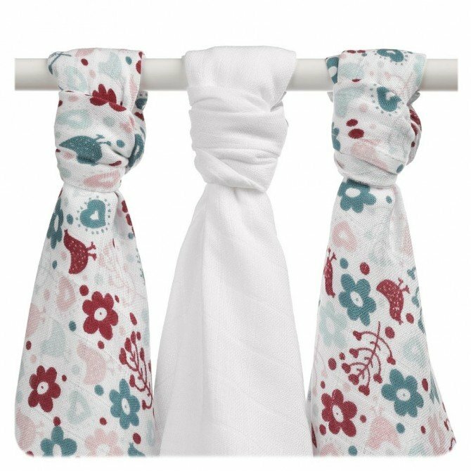 E-shop XKKO BMB Bambusová plienka Flowers&Birds Girls, 70x70, MIX 3ks