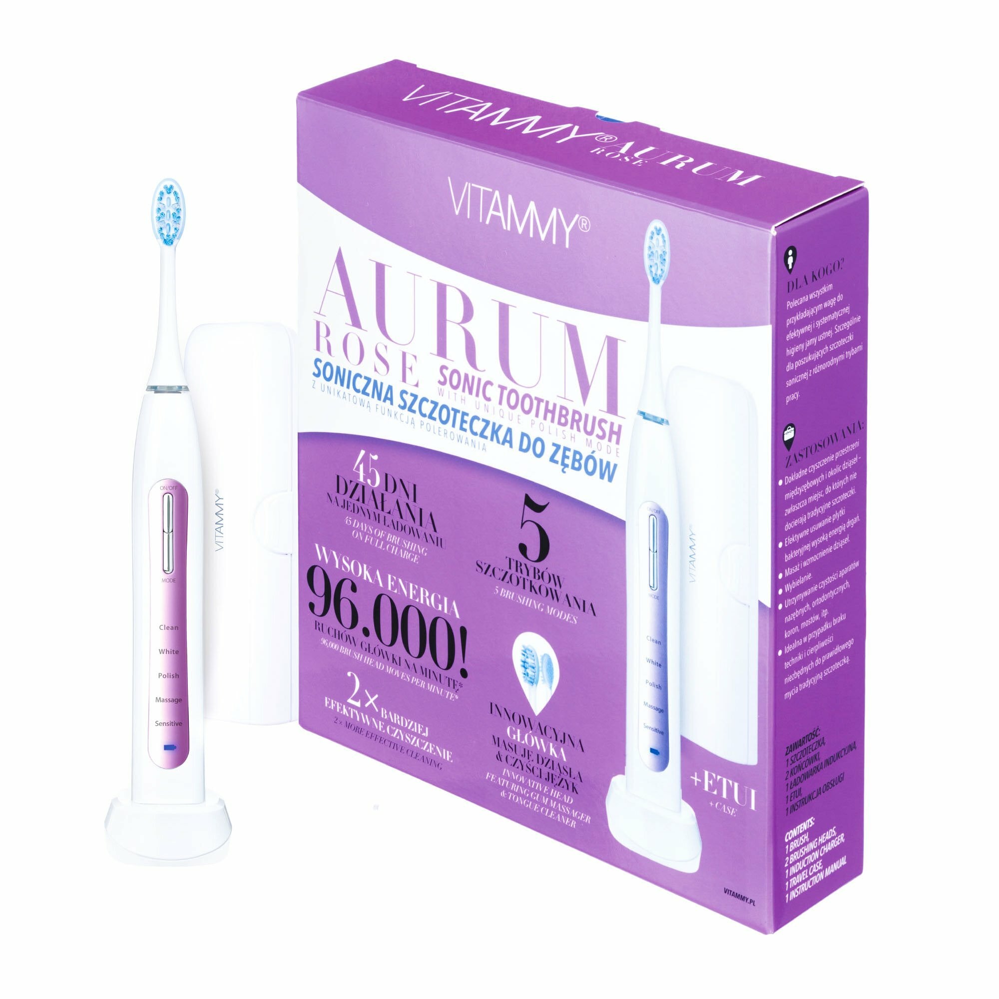 E-shop VITAMMY AURUM ROSE sonická zubná kefka s funkciou leštenia