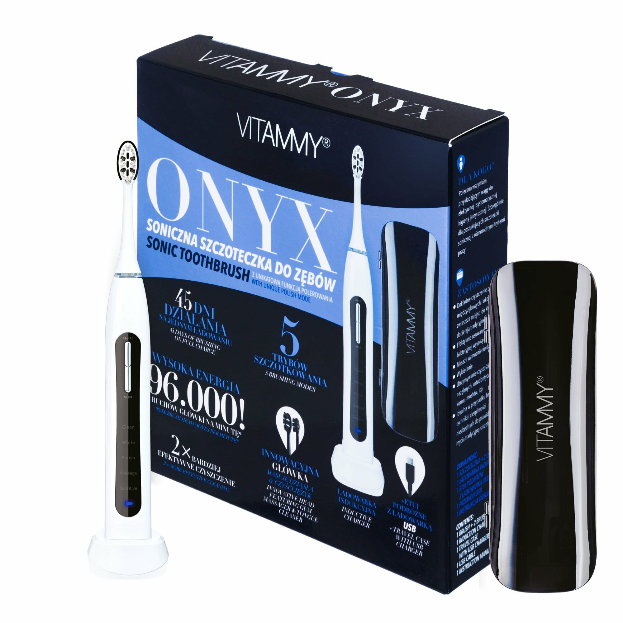 E-shop VITAMMY ONYX sonická zubná kefka s funkciou leštenia