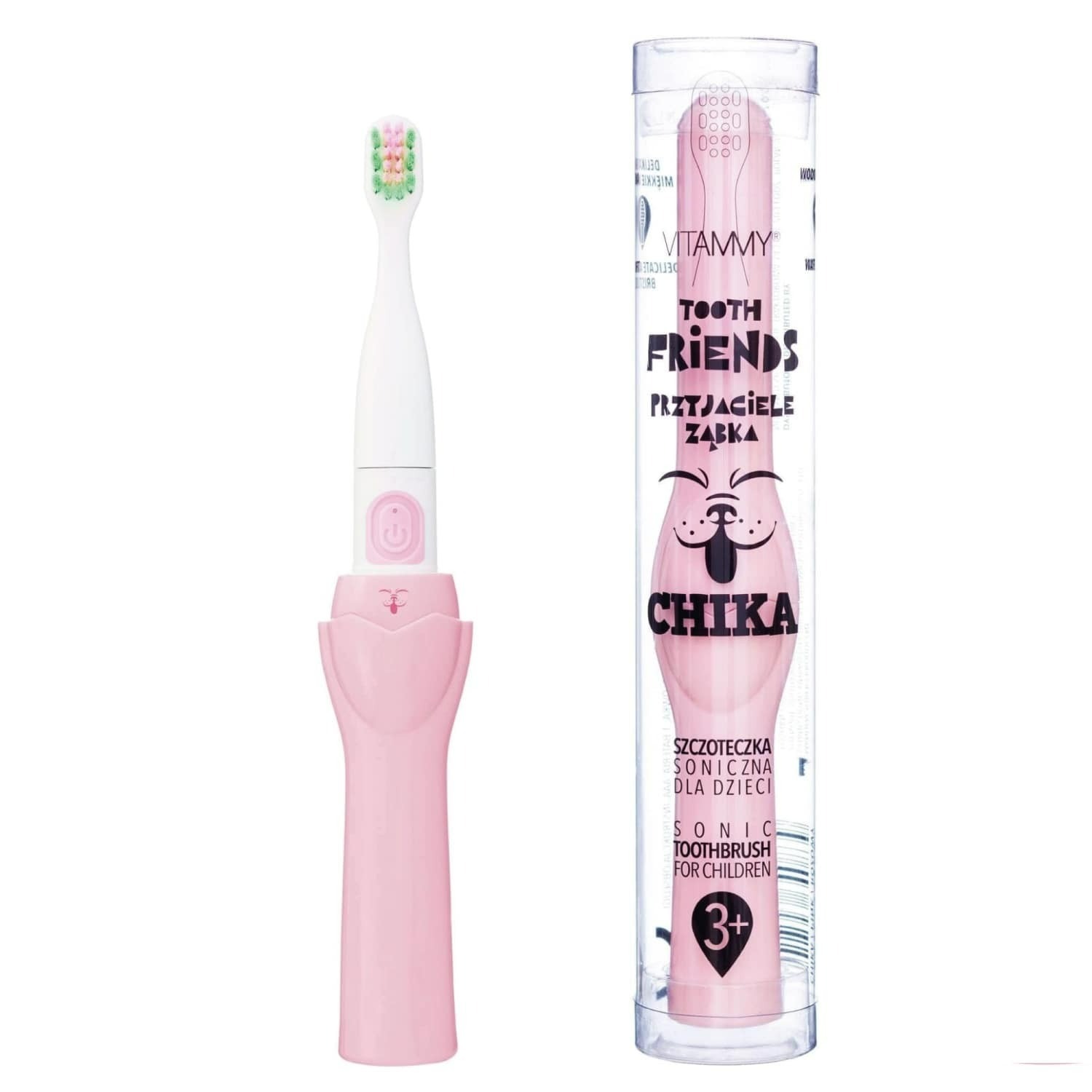 E-shop VITAMMY TOOTH FRIENDS detská sonická zubná kefka, ružová-CHIKA, od 3 rokov