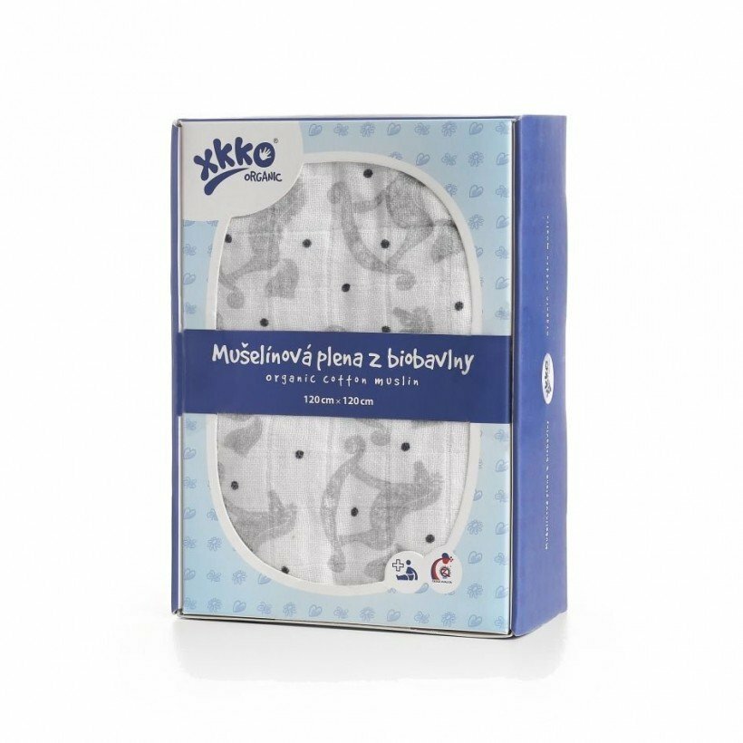 E-shop XKKO Organic Biobavlnená plienka 120x120, Rocking Horses Silver