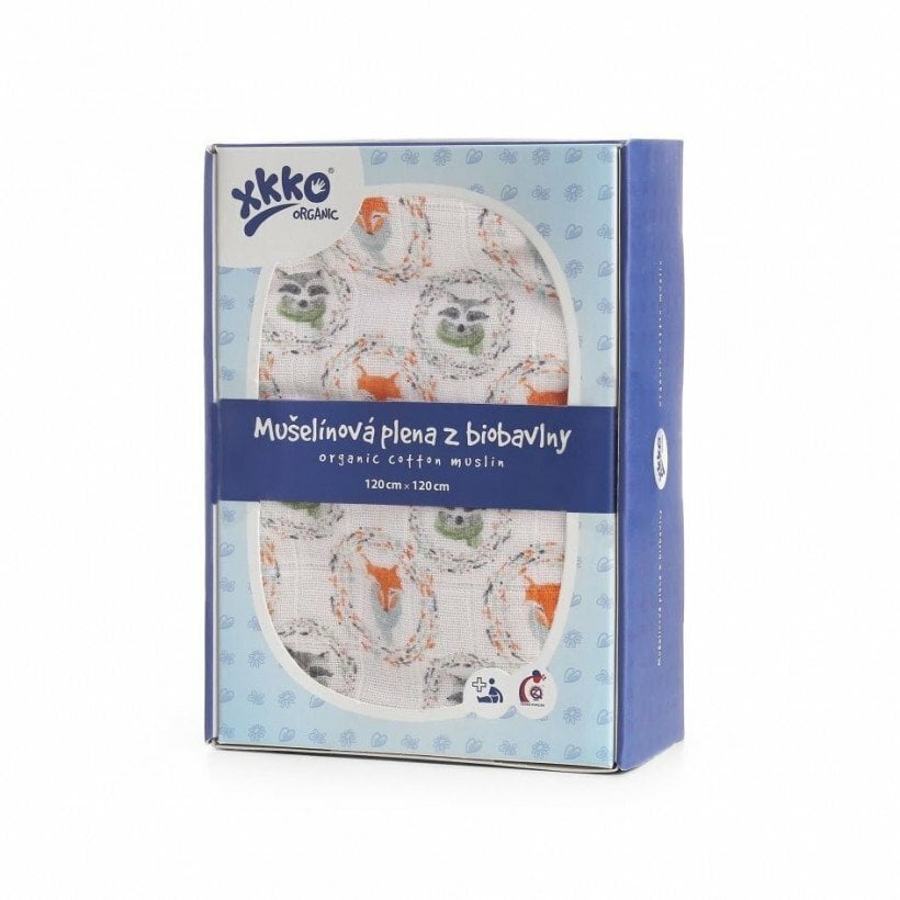 E-shop XKKO Organic Biobavlnená plienka 120x120, Fox&Raccoon