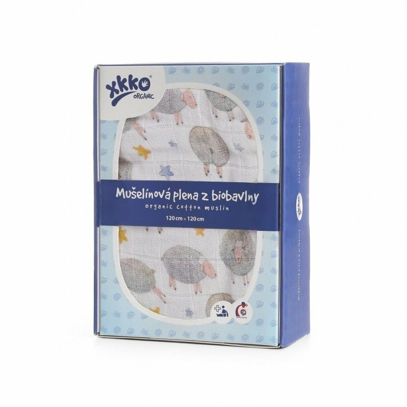E-shop XKKO Organic Biobavlnená plienka 120x120, Dreamy Sheeps