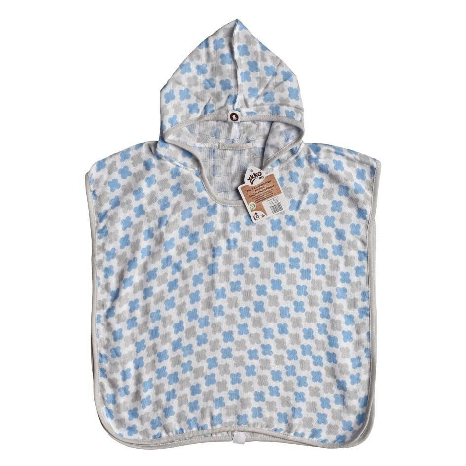 E-shop XKKO BMB Scandinavian Cross Bambusové pončo, baby blue, veľ. 2, 2-3roky