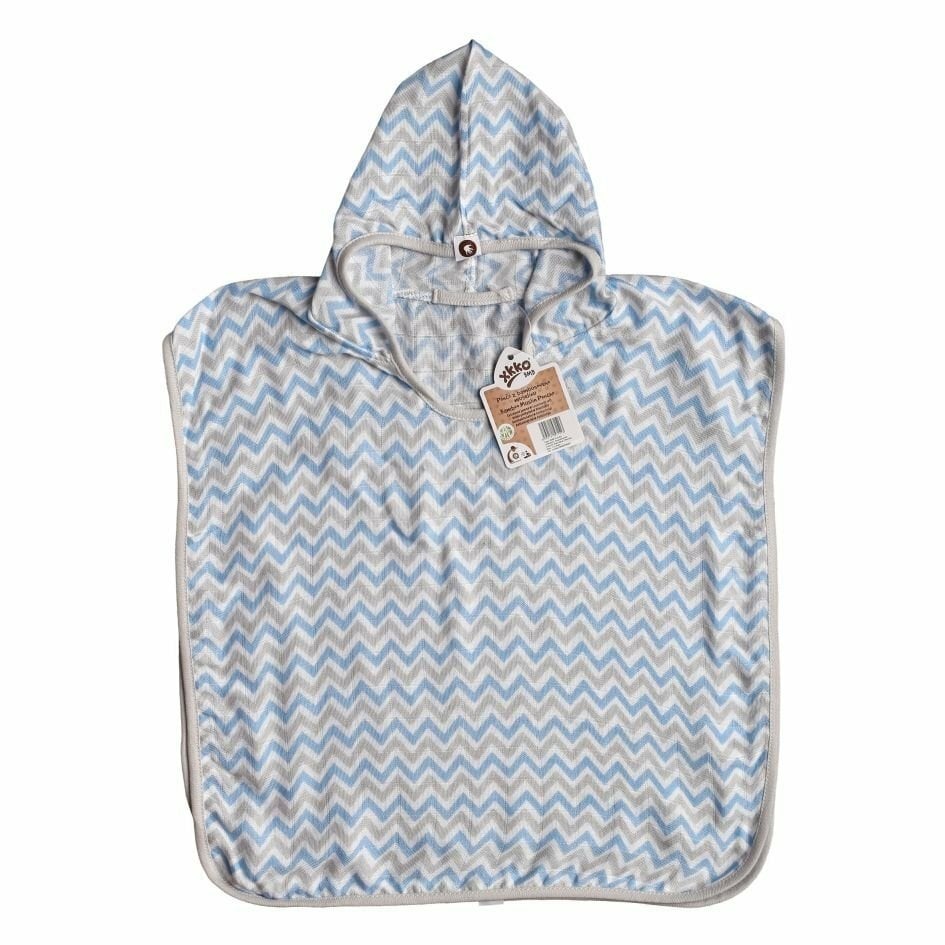 E-shop XKKO BMB Scandinavian Chevron Bambusové pončo, baby blue, veľ. 2, 2-3roky