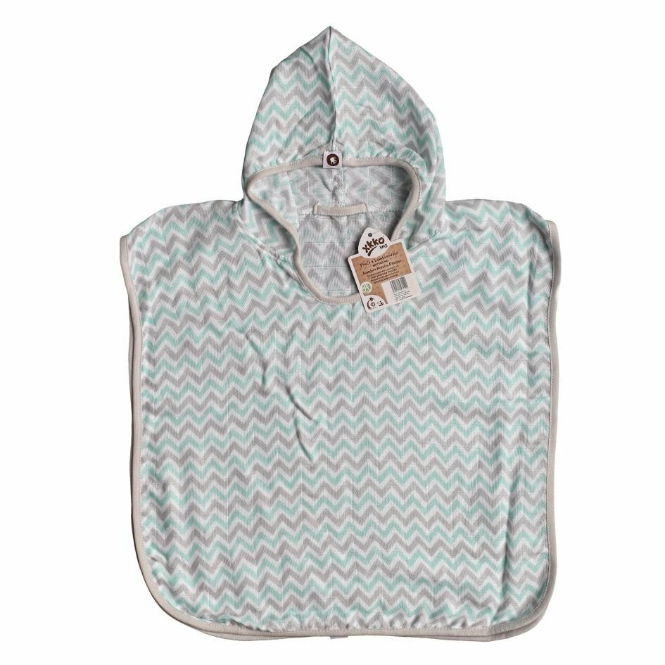 E-shop XKKO BMB Scandinavian Chevron Bambusové pončo, mint, veľ. 1, 1-2roky