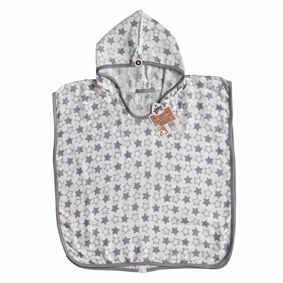 E-shop XKKO BMB Little Stars Bambusové pončo, silver, veľ. 2, 2-3roky