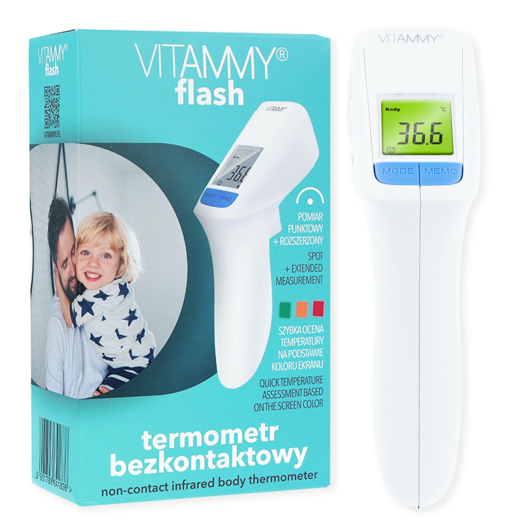 E-shop VITAMMY FLASH HTD8816C, Bezkontaktný teplomer s technológiou obojsmerného merania