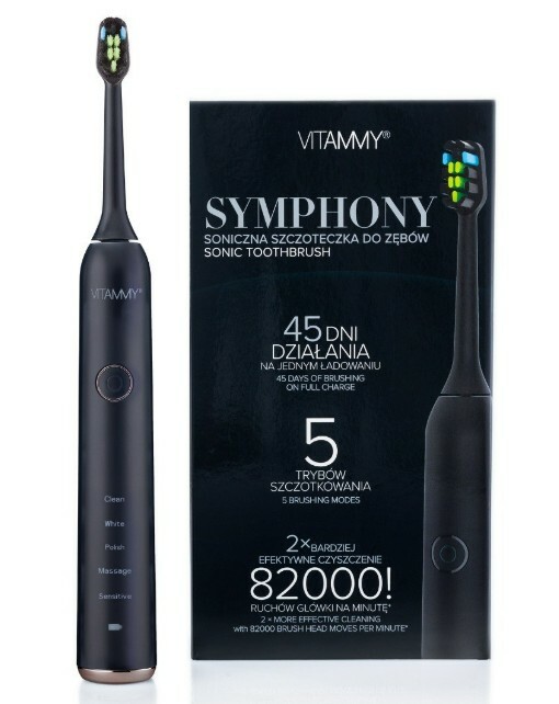 E-shop VITAMMY SYMPHONY Black Sonická zubná kefka s vysokou vibračnou silou, čierna