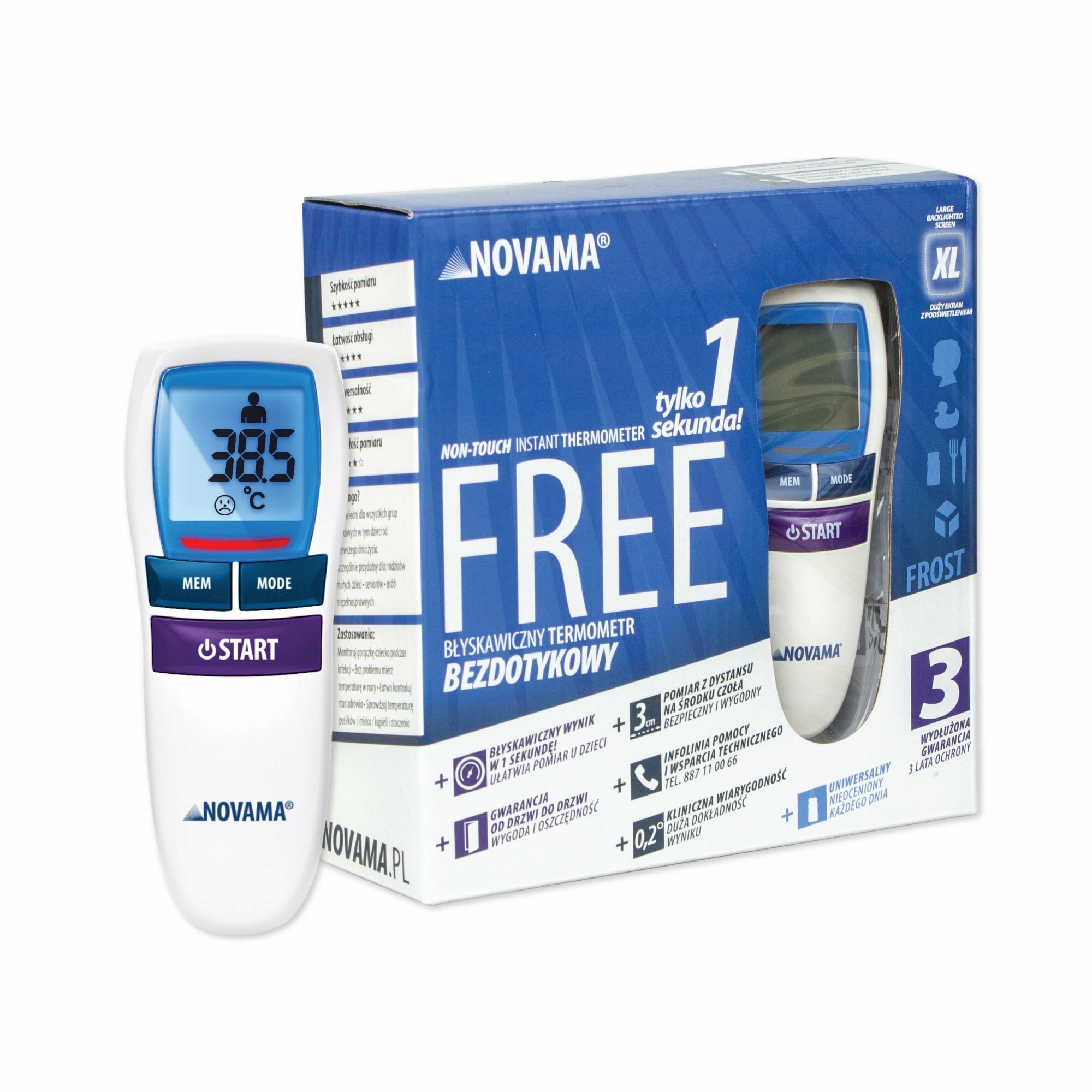 E-shop NOVAMA FREE COLORS FROST WHITE Bezkontaktný teplomer