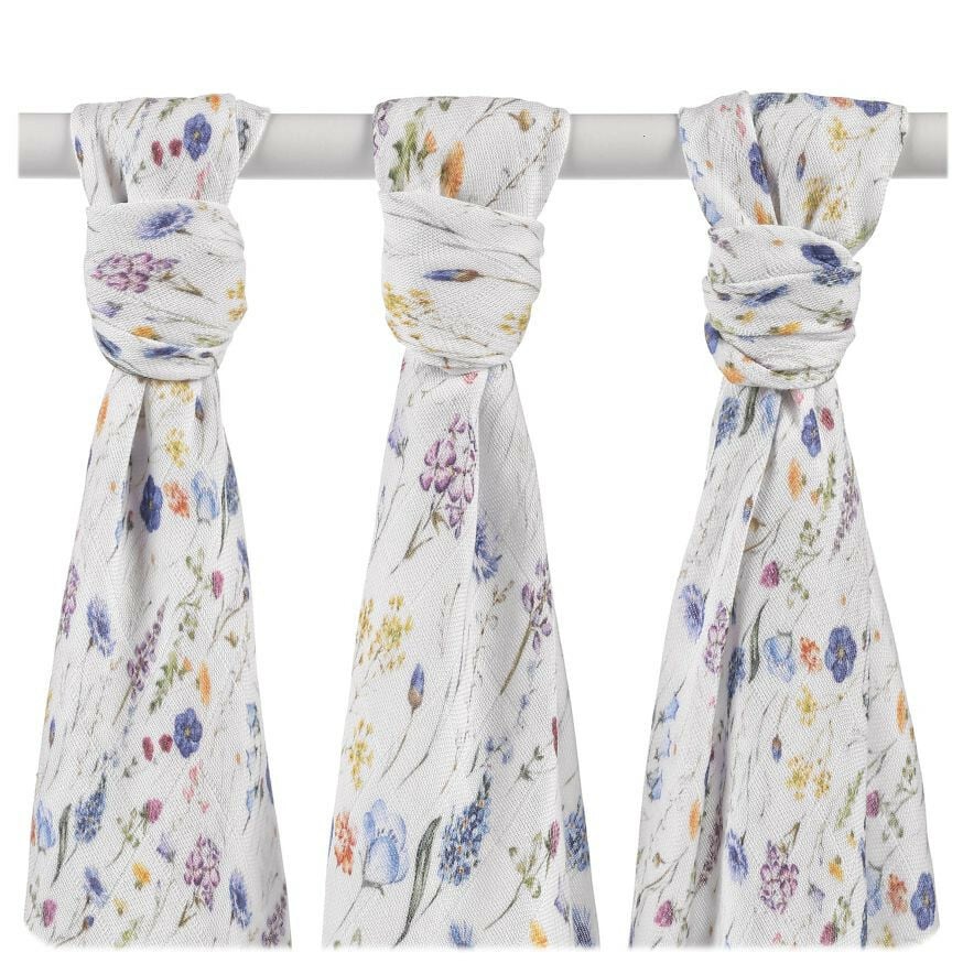 E-shop XKKO BMB Bambusová plienka Digi - Blue Wildflowers, 70x70, MIX 3ks